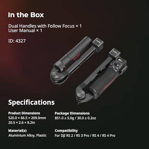 SmallRig Focus Control Dual Grip for DJI RS 2 /RS 3 Pro/RS 4 Pro Stabilizer - style: Handle w/ focus control