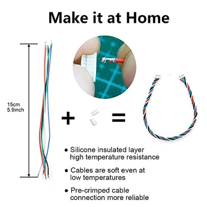 1.25mm Pitch Connectors and Pre-Crimped Cables Compatible with JST Molex PicoBlade 1.25mm for Pixhawk Silicone 15cm Wire