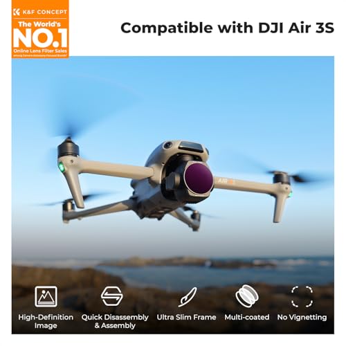 K&F CONCEPT 4Pack ND PL Filter Set Compatible with DJI Air 3S - style: ND8&PL+ND16&PL+ND32&PL+ND64&PL