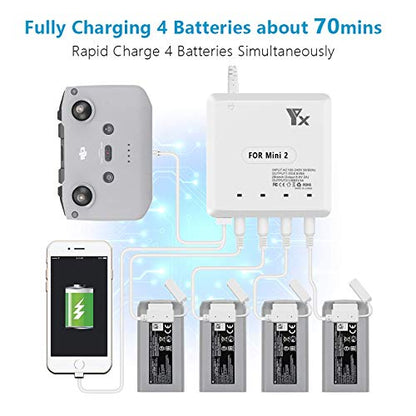 Battery Charger for DJI Mini 4K,Mini 2 SE Drone,6 in 1 Rapid Multi Charging Hub,Simultaneous Charge 4 Batteries