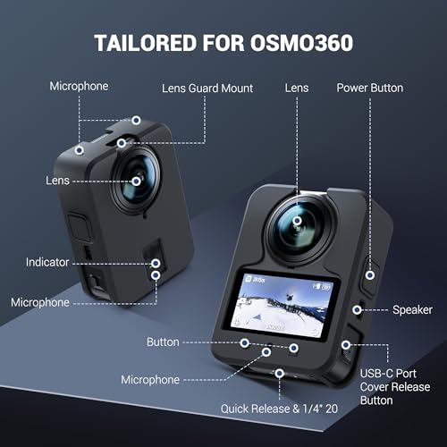 JJC Silicone Case for DJI Osmo 360 Only,Anti-Scratch Anti-Slip Dustproof