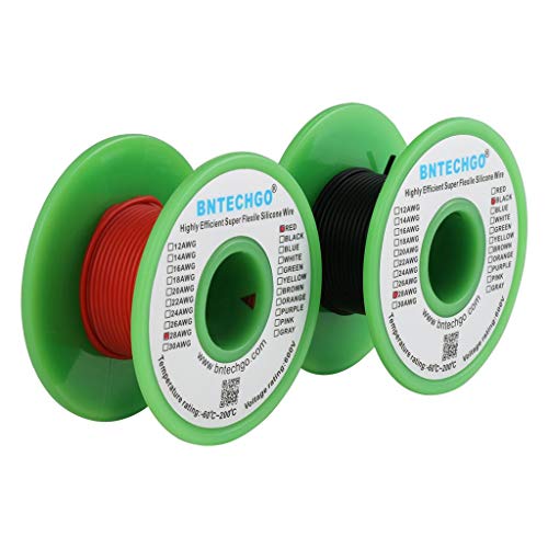 BNTECHGO 28 AWG Silicone Wire Red Black 50ft Stranded Tinned Copper Wire - size: 28 Gauge, 50ft per color