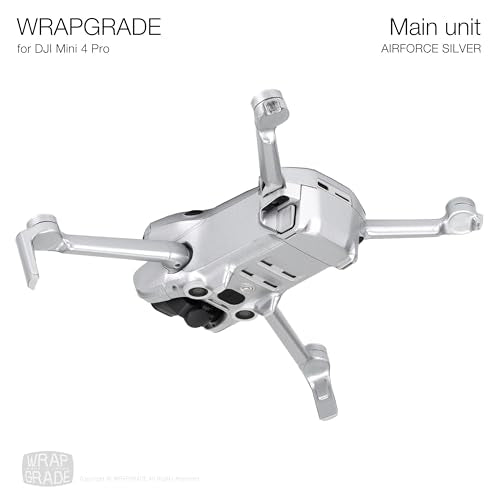 WRAPGRADE Skin Stickers Compatible with DJI Mini 4 Pro | Full Wrap (Airforce Silver) - color: Airforce Silver