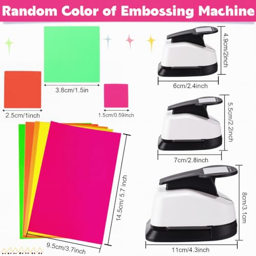 CHENGU 3 Pack Square Punch for Paper Craft, 1.5", 1", 0.6", Black and White - color: Black and White
