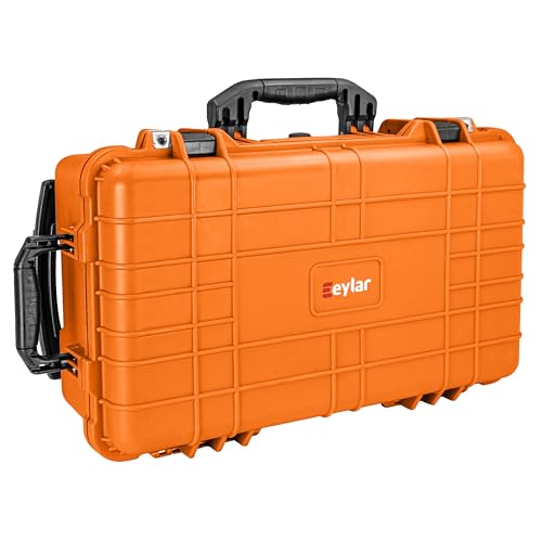 Eylar 22" Carry-On Travel Roller Gear, Camera, Drones, Tools, Equipment Hard Case Waterproof, TSA Approved, Customizable Pluck Foam, Lockable (Orange) - color: Orange