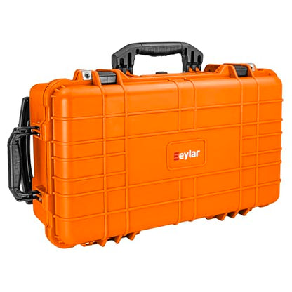 Eylar 22" Carry-On Travel Roller Gear, Camera, Drones, Tools, Equipment Hard Case Waterproof, TSA Approved, Customizable Pluck Foam, Lockable (Orange) - color: Orange