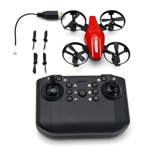 Mini Drone with 360° Flip & Headless Mode - Handheld Remote Control Quadcopter for Beginners and Adults, 2.4G Anti-Interference, 3 Speeds, 8min Flight, Full Protection (Red)