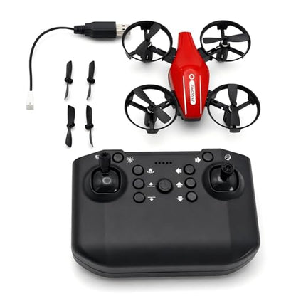 Mini Drone with 360° Flip & Headless Mode - Handheld Remote Control Quadcopter for Beginners and Adults, 2.4G Anti-Interference, 3 Speeds, 8min Flight, Full Protection (Red)