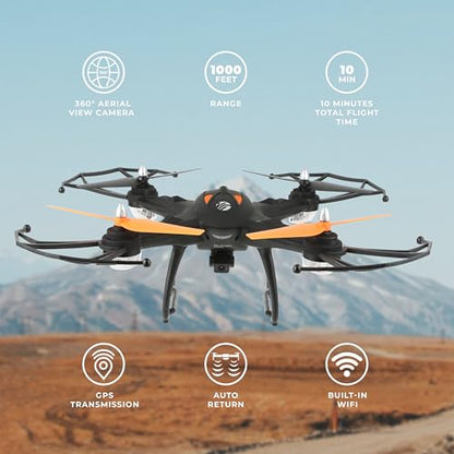Vivitar - 360 Skyview GPS Video Drone, Camera & Stabilized Aerial Footage (Orange/Black)