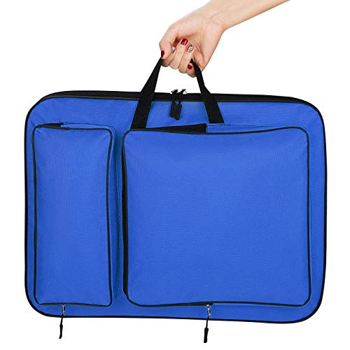 A3 Art Portfolio Carry Case Bag Drawboard Storage Portable Shoulder Tote - color: Dark Blue