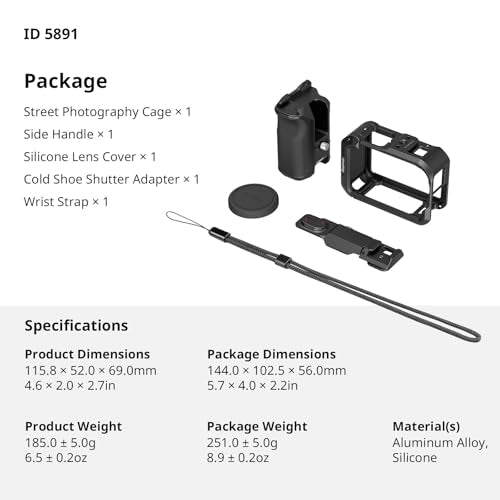 SMALLRIG Metal Grip & Cage Kit for DJI Osmo Action 6-6037 - style: Advanced Cage+Grip