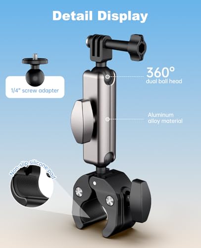 TiMOVO Super Clamp Camera Mount for Bike/Motorcycle with Dual Ball Head