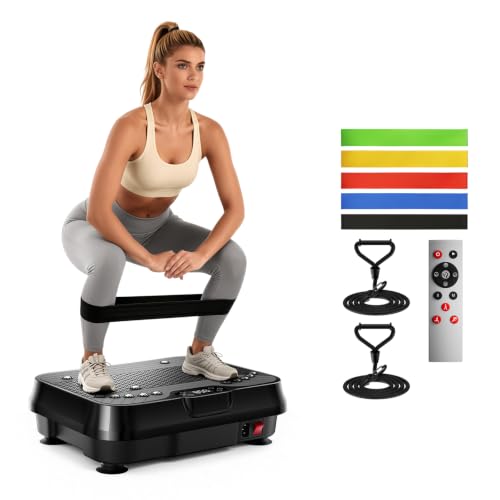 Vibration Plate Exercise Machine Vibrate Platform Full Body Skaking Fitness - color: Black