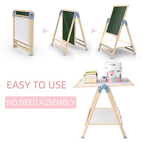QZMTOY Kids Art Easel, Deluxe Standing Easel Set, Adjustable Art Table