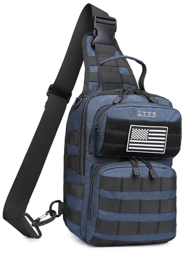 Tactical Sling Backpack With Holster Military Crossbody Bag for Men Single Shoulder Back Pack 10L - color: Drak Blue