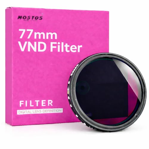 MOSTOS® - Variable ND Filter ND2 to ND400 (1–9 Stop) Adjustable Neutral Density Filter for DSLR & Mirrorless Cameras (77mm VND Filter) - size: 77mm VND Filter