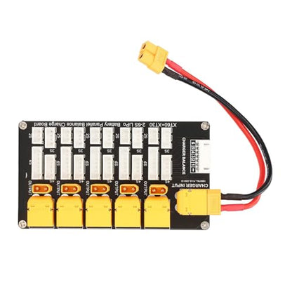 Parallel Charging Board with XT30/XT60 Plugs - Simultaneous Multi-Lipo Battery Charger for 2-6S Packs, Compatible with Balance Chargers