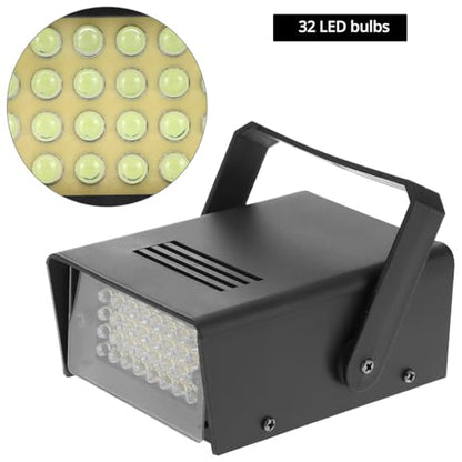QWORK Mini LED Strobe Light 2 Pack – 32 White LEDs, 3W Plug-in Flash Effect for Party, Holiday & Dance, 3.3 x 2.1 x 4.5 inches