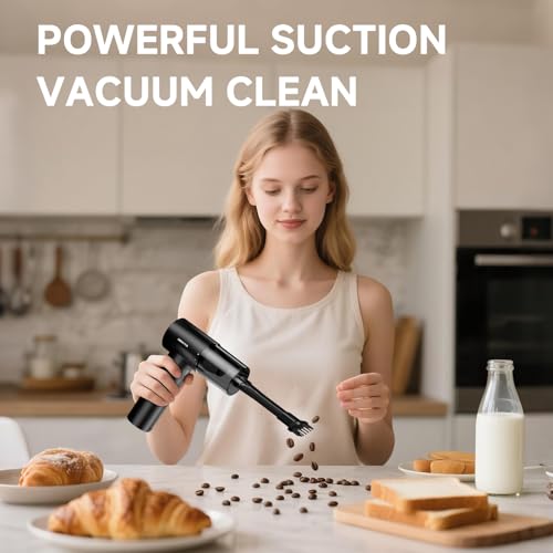 Computer Keyboard Cleaner Portable Vacuum and Compressed Air Duster Black - color: Black-18000pa