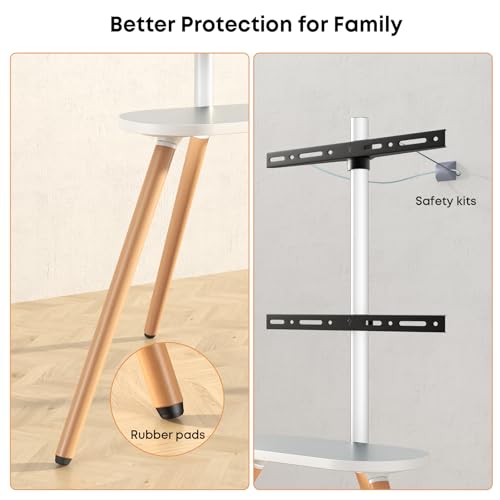 Easel TV-Stand for 43-65‘‘ TVs - Portable, Swivel, Tripod, White - color: White