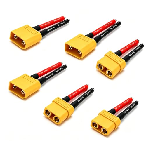 3 Pairs XT90 Pigtail,XT90 Wire XT90 Plug Male and Female Connector - size: 10AWG XT90