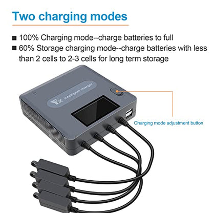 Hanatora LCD Display Battery Charger for DJI Air 2S,Mavic Air 2 Drone and Remote Controller, 6 in 1 Rapid Multi Parallel Charging Hub Accessories