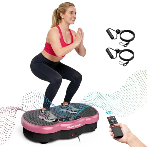Vibration Plate Exercise Machine for Body Shaker Machine & Weight Loss, Shake Plate with Resistance Bands, 120 Speed Levels, Remote Control, Full Body Workout, Compact Home Gym Equipment - color: Pink, size: Medium
