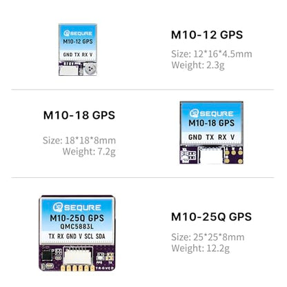 SEQURE M10-12 Mini FPV GPS Module with Upgraded 10th Generation Chip Ceramic Antenna Fast Satellite Positioning for FPV Racing Drones 10Hz Frequency - size: M1012