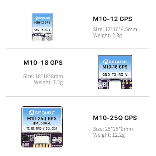 SEQURE M10-12 Mini FPV GPS Module with Upgraded 10th Generation Chip Ceramic Antenna Fast Satellite Positioning for FPV Racing Drones 10Hz Frequency - size: M1012