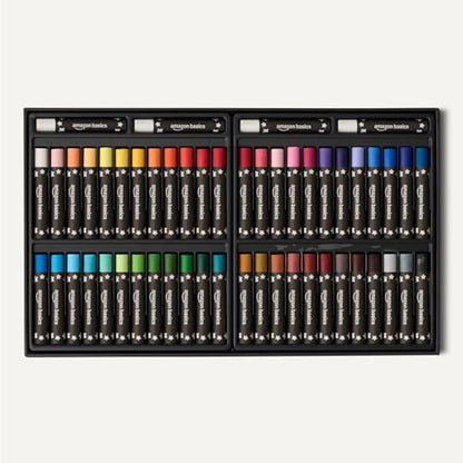 Amazon Basics Soft Oil Pastels Set for Artists, Beginners, Students, High-Pigment Vibrant Colors with Smooth Application, 48 Colors