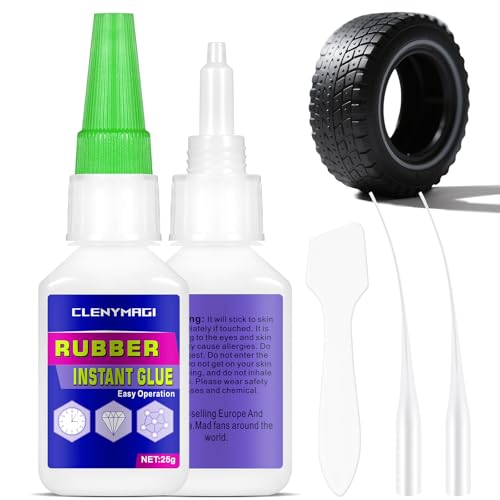 2 Pcs Clear Rubber Glue, Fast Drying Super Glue for RC Tire, Shoes, Belt, Soles, Hose, Mat Repair and More, Waterproof, Heat-Resistant Strong Adhesive - size: 2 Pack