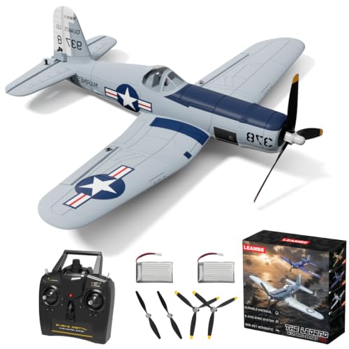LEAMBE 4 Channel RC Plane - Ready to Fly Aerobatic Aircraft, Easy Control for Beginners, F4U Corsair RC Airplane Best Gift for Adults Grey - color: Grey, size: Large