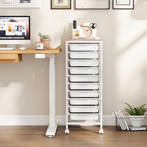 RELAX4LIFE 10-Drawer Rolling Storage Cart w/Lockable Wheels(White) - color: White, size: 33.5”H