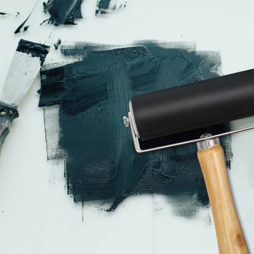 Ink Roller Printmaking Tool Rubber Roller for Stamping Crafting Scrapbook Wallpaper Glue and Relief Printing Projects Black 2 Pack