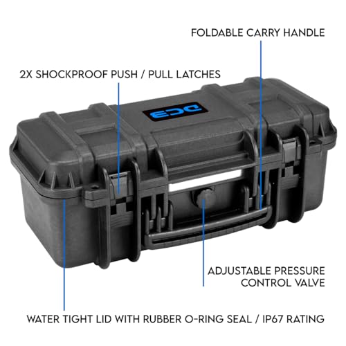 DCB Cases - Element 4802F | 19 x 9 x 8 Ext Dim | IP67 Waterproof | Pluck Foam Insert | Foldable Handle | Pressure Control Valve | Resin-Reinforced Injection Molded Plastic | 2 Latch Lid Close