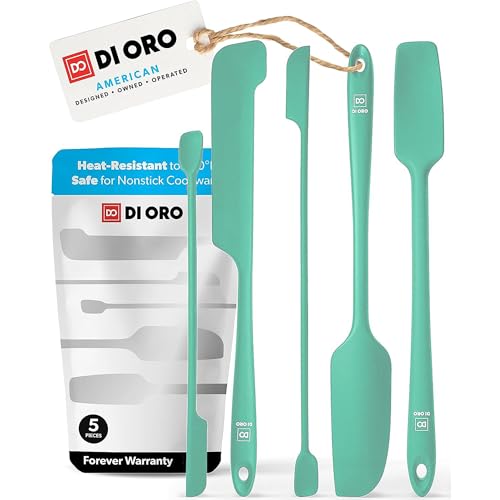 DI ORO Silicone Jar Spatula Set - 600F Heat Resistant, 5-Pc Mint - color: Mint