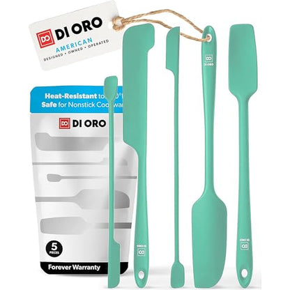 DI ORO Silicone Jar Spatula Set - 600F Heat Resistant, 5-Pc Mint - color: Mint