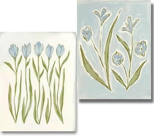 2 Pack Cute Flower Paint by Numbers Kit for Adults Beginner (Without Frame) - color: YH05014