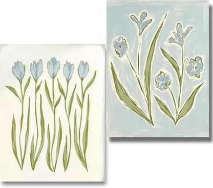 2 Pack Cute Flower Paint by Numbers Kit for Adults Beginner (Without Frame) - color: YH05014