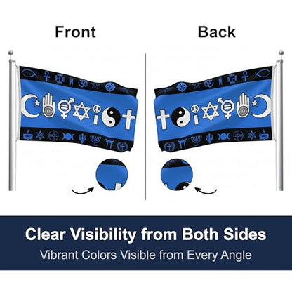 SSK® Blue Coexist Outdoor Flag - Large 3' x 5', Weather-Resistant Polyester - color: Coexist (Blue)