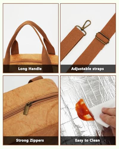 Upgraded 3 Pockets Fireproof Document Bag (Brown, 2pockets+Small Bag) - color: Brown, size: 2pockets+Small bag