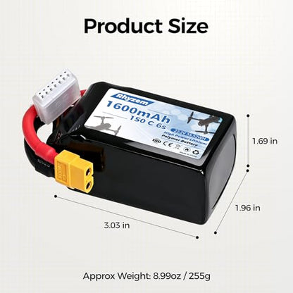 1600 mah 6s Lipo Battery 150C 22.2V Lipo Battery with XT60 Connector