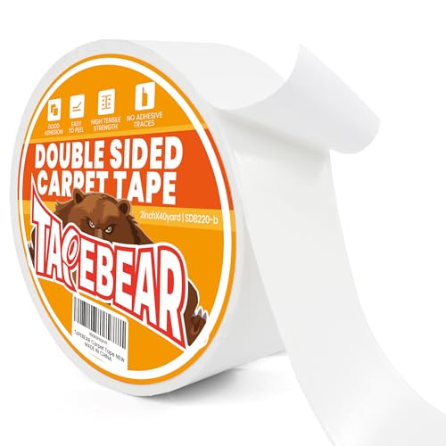 TAPEBEAR Double Side Carpet Tape 2inch x 40Yard Rug Tape Carpet Gripper - color: White Design, size: 2-Inch x 40Yards
