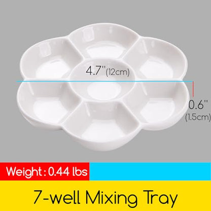 MEEDEN Ceramic Watercolor Paint Palette: 3Pcs 7-Well Color Mixing Tray 4.7"
