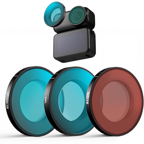 Haoge Filter Set for DJI Osmo Nano,Includes CPL,ND16, Black Diffusion 1/4, Osmo Nano Accessories, Ultra Slim Aluminum Frame HD Optical Glass with Screen Protector - style: NA-CHRND16