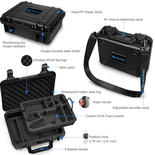 Lekufee Portable Waterproof Hard Case for DJI Osmo Mobile 8, Osmo Mobile 7P / 7, Gimbal Stabilizer, DJI Mic 3/2 / Mic Mini & More Accessories(Case Only)