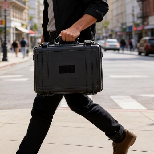 TORIBIO Hard Carrying Case with Foam, Shockproof Storage Box 14"x9.3"x3.5" - size: 14" x 9.3" x 3.5"
