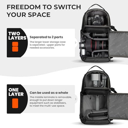 TARION 2-in-1 Camera Backpack & Shoulder Sling Bag Compact 9L Black TR-S - color: 2-in-1 Sling/Backpack Black, size: Large