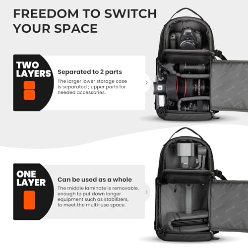 TARION 2-in-1 Camera Backpack & Shoulder Sling Bag Compact 9L Black TR-S - color: 2-in-1 Sling/Backpack Black, size: Large