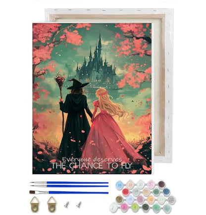 Witch Princess Paint by Numbers Kit for Adults Beginner with Framed - color: Paint by Number-251016